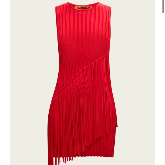 NWT Simon Miller Red Mini Spiral Fringe Dress - Picture 1 of 5